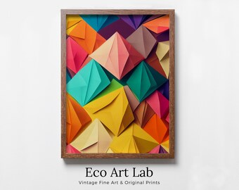 Abstract Colorful 3D Paper Texture Art. Large Abstract Painting Printable Art. Modern Contemporary  Wall Art Print. Bright Wall Art