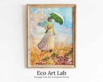 Famous Monet Art Woman with a Parasol Claude Monet Painting. Instant Download Vintage Decor. Monet Printable Wall Art. Spring Vintage Decor