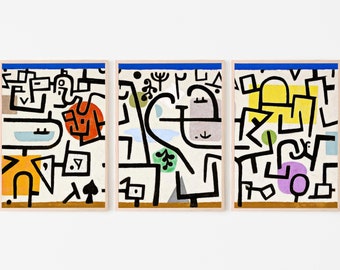 Paul Klee Print 3 Piece Wall Art Vintage Abstract Art Poster. Gallery Wall Set Abstract Famous Art Print. Printable Retro Paul Klee Wall Art