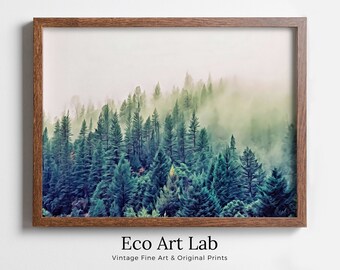 Forest Morning Mist Landscape Digital Painting. Printable Wall Art, Home or Office Decor. Forest Wall Art, Nature Print Instant Download