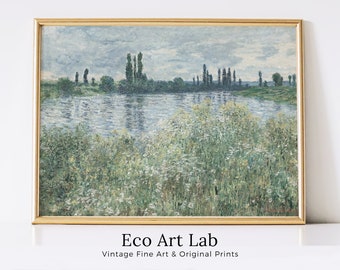 Famous Claude Monet Painting | Vintage Landscape Print | Banks of the Seine | Instant Download | Printable Wall Art