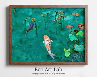 Koi Fish Print. Instant Download Digital Koi Fish Painting. Koi Fish Wall Art. Colorful Wall Art Poster Print Japanese Koi Zen Art