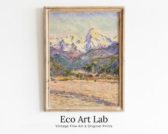 Famous Claude Monet Mountain Landscape Painting. Instant Download Vintage Decor. Monet Mountain Valley Print Printable Art. Vintage Decor