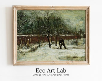 Vicarage Garden Under Snow by Vincent van Gogh. Printable Famous Art Print. Instant Download van Gogh Print Vintage Painting. Fine Art Print