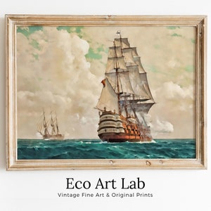 Old Sailing Ship at Full Sail, Sailboat Print, Printable Wall Art Prints, Digital Print, Nautical Wall Decor, Vintage Wall Art, Boat Print
