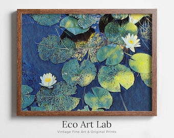 Lotus Flower Art | Botanical Wall Art | Flower Wall Decor | Blooming Lotus Flowers in Blue Digital Painting | Floral Art | Printable Art