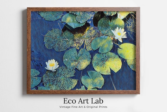 Lotus Flower Art | Botanical Wall Art | Flower Wall Decor | Blooming Lotus Flowers in Blue Digital Painting | Floral Art | Printable Art