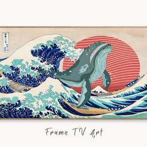 Samsung Frame TV Art 4K Wave off Kanagawa w / Whale japanische Wandkunst. Sofort Download veränderte japanische Kunst für Frame TV. Vintage Kunst