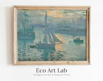 Claude Monet Nautical Sunrise Painting Famous Monet Art. Instant Download Vintage Decor. Monet Landscape Printable Wall Art Vintage Decor