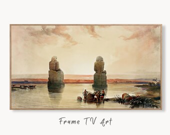 Samsung Frame TV Art 4K Egyptian Statues of Memnon at Thebes Egypt Wall Art. Instant Download Antique Vintage Egyptian Art for Frame TV