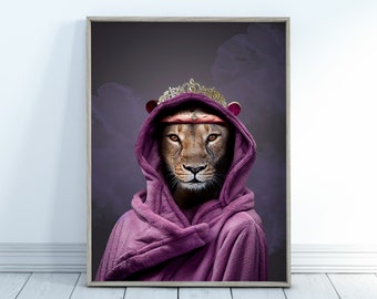 Original Queen Lioness Digital Art Print. Printable Wall Art. Modern Lioness Artwork. Instant Download. Contemporary Poster Lioness Portrait