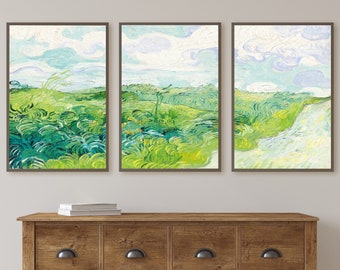Green Fields by Vincent van Gogh. Set of 3 Prints. Printable Famous Fine Art Prints. Instant Download Vintage Painting. 3 Piece Wall Art