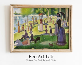 Georges Seurat Sunday Park Landscape Painting Famous Printable Art Print. Instant Download Georges Seurat Print Vintage Art Digital Download