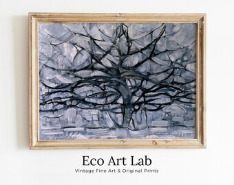Vintage Gray Tree Abstract Famous Painting Art Print. Printable Minimal Art Prints. Aesthetic Wall Art. Minimalist Abstract Fauvism Poster