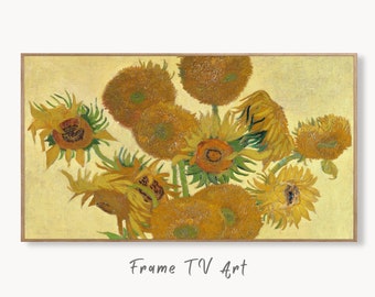 Samsung Frame TV Art 4K Famous Painting Sunflowers by Vincent van Gogh. Instant Download van Gogh Art for the Frame TV. Vintage Wall Art