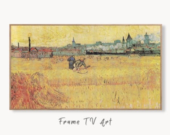 Samsung Frame TV Art 4K Wheat field w/ View of Arles Famous Painting by Vincent van Gogh. Instant Download Art for the Frame TV. Vintage Art