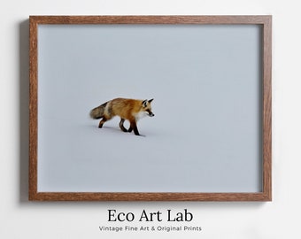 Red Fox Walking in Snow. Printable Wall Art. Digital Download Fox Wall Art Poster. Nature Print Digital Art. Instant Download Winter Decor