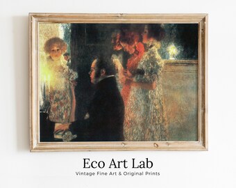 Gustav Klimt Schubert at the Piano Famous Vintage Painting. Instant Download Gustav Klimt Print. Music Wall Art. Printable Vintage Piano Art