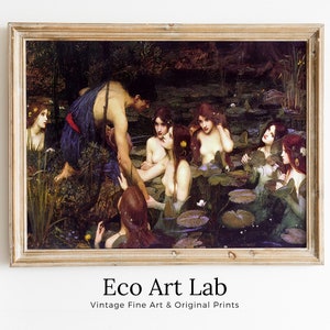 Célèbre tableau vintage de Hylas et les nymphes. Art de la mythologie grecque antique, numérique imprimable. Mythologie grecque antique Peinture Déesse Art
