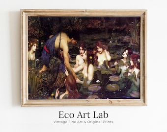 Hylas and the Nymphs Vintage Famous Painting. Antique Greek Mythology Art PRINTABLE Digital. Ancient Greek Mythology Painting Goddess Art