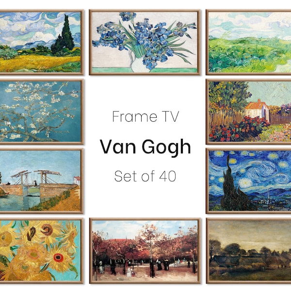 Ensemble de 40 tableaux Samsung Frame TV 4K Art. Collection ultime de tableaux célèbres de Van Gogh