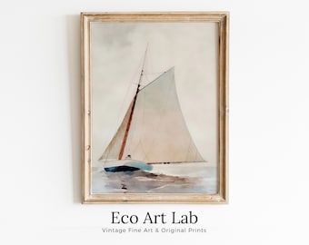 Sail Boat At Sea Print, Nautical Wall Decor, Sailboat Print Boat Art, Vertical Printable Wall Art, Digital Print, Print Wall Art, Boat Print