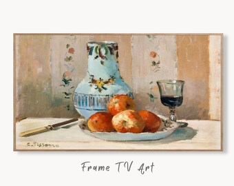 Samsung Frame TV Art 4K Still Life with Apples and Pitcher Famous Monet Painting. Instant Download Wall Art for Frame TV. Vintage Wall Art