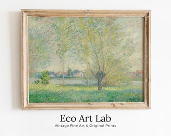 Claude Monet Famous Willows Landscape Painting Fine Art. Instant Download Vintage Art. Vintage Landscape Printable Wall Art. Spring Decor