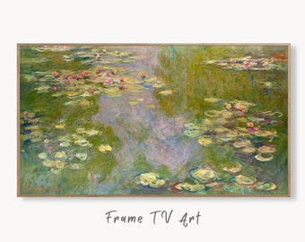 Samsung Frame TV Art 4K Famous Water Lilies Claude Monet Painting. Instant Download Botanical Wall Art for the Frame TV. Vintage Wall Art