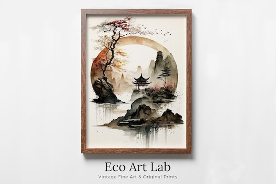 Zen Landscape Wall Decor. Enso Circle Printable Wall Art