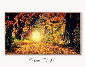 Samsung Frame TV Art 4K Autumn Forest View Landscape Digital Painting. Instant Download Fall Nature Art for the Samsung Frame TV. Art for TV