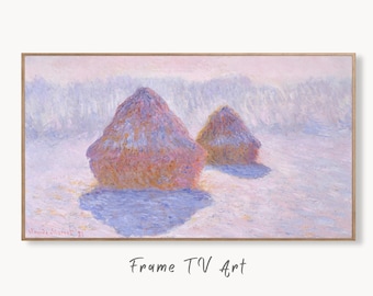 Samsung Frame TV Art 4K Stacks of Wheat Monet Famous Painting. Instant Download Landscape Art for Samsung Frame TV. Claude Monet TV Art