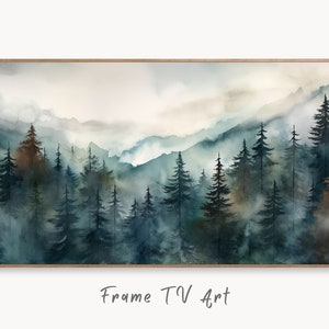 Samsung Frame TV Art 4K Mountain Pine Trees Forest Landscape Painting. Instant Download. Forest Art for Samsung Frame TV. Art for TV