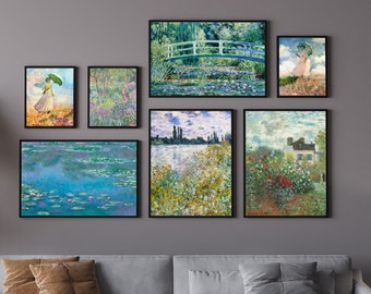 Claude Monet Wall Print SET. Gallery Wall Set. Claude Monet Prints Set of 7. Famous Paintings Collection Fine Art Prints. Monet Art Set