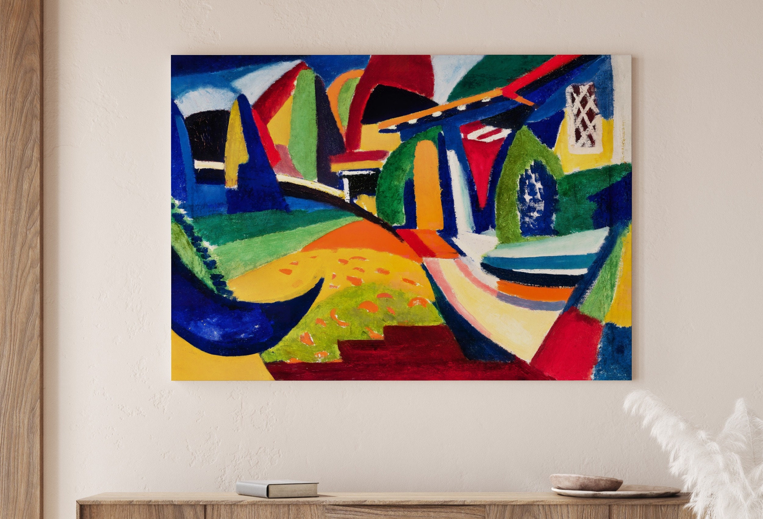 Vintage Cubism Colorful Abstract Painting. Printable Wall Art. - Etsy