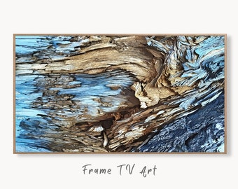 Blue Tree Bark Abstract Samsung Frame TV Art. Abstract Nature Art Samsung TV, Digital Download for Samsung Frame, Frame TV Art