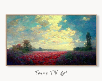 Samsung Frame TV Art 4K Colorful Flowers Field Monet Inspired Digital Painting. Instant Download Landscape Art for Frame TV. Botanical Art