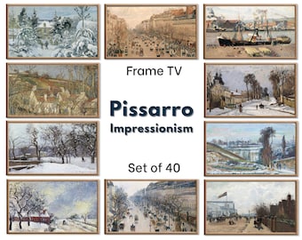 Frame TV Art Pissarro Impressionist Oil Paintings - French Country Decor - Paris Wall Art Set of 40