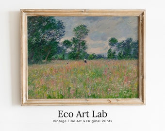 Claude Monet Flowering Meadow Painting Famous Monet Art. Instant Download Vintage Decor. Vintage Landscape Printable Wall Art. Spring Decor
