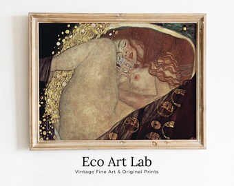 Gustav Klimt Danae Ancient Greek Mythology Art Vintage Painting. Downloadable Famous Nude Greek Goddess Vintage Art. Klimt Printable Art