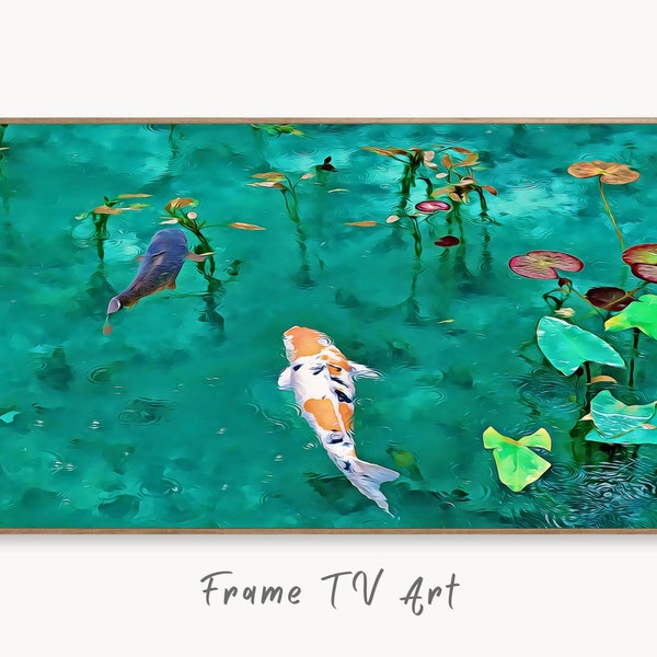 Samsung Frame TV Art 4k Koi Fish in Pond Digital Painting. Japanese Koi Zen Art TV Digital Download for Samsung Frame, Frame TV Art