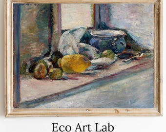 Henri Matisse Famous Artwork Painting. Blue Pot and Lemon Still Life. High definition Printable Art. Instant Download