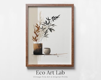 Minimalist Zen Wall Decor. Printable Wall Art. Brown & Beige Wabi Sabi Abstract Print. Japandi Wall Art. Modern Neutral Abstract.