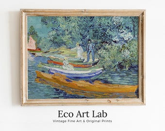 Vincent van Gogh Bank of the Oise at Auvers Printable Famous Art Prints. Instant Download van Gogh Print Vintage Painting. Fine Art Print