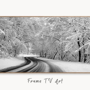 Samsung Frame TV Art 4K Forest Trail in the Winter Landscape Digital Painting. Instant Download Snow Art for Samsung Frame TV. Art for TV
