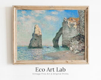 Claude Monet Sea & Cliffs View Painting Famous Monet Art. Instant Download Vintage Decor. Monet Landscape Printable Wall Art Vintage Decor