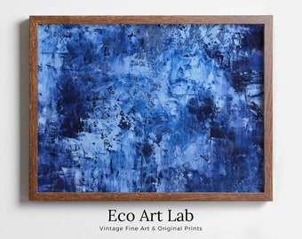 Blue Modern Wall Texture Abstract Digital Painting. Minimalist Decor. Instant Download Blue Texture Art. Printable Cracked Paint Wall Art