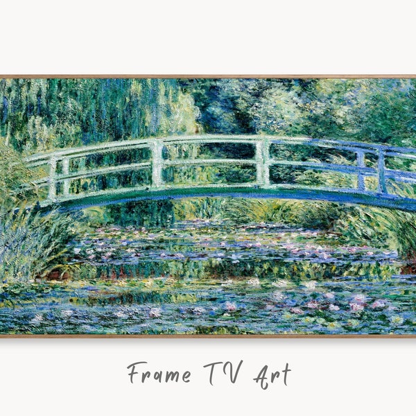 Samsung Frame TV Art 4K Lilies and Bridge Famous Claude Monet Painting. Instant Download Botanical Wall Art for Frame TV. Vintage Wall Art