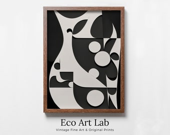 Black and White Modern Aesthetic Print. Abstract Printable Wall Art. Minimalist Contemporary Art Poster. Instant Download. Geometric Art.