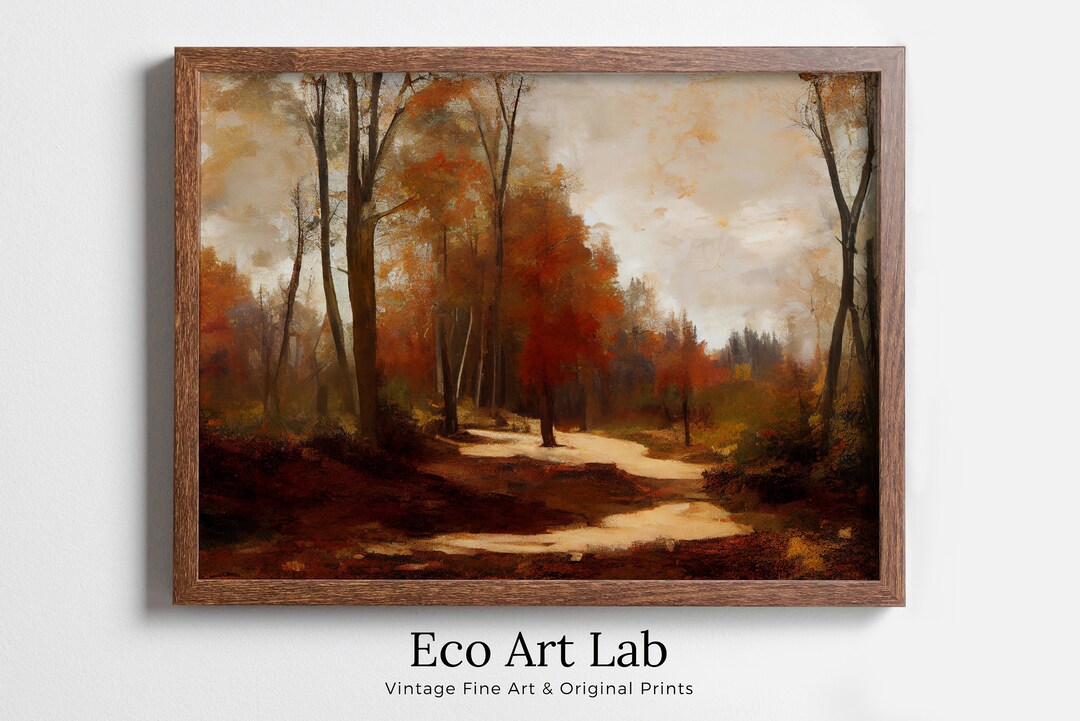 Autumn Landscape Forest Trail Rustic Painting. Printable Fall Wall Art ...